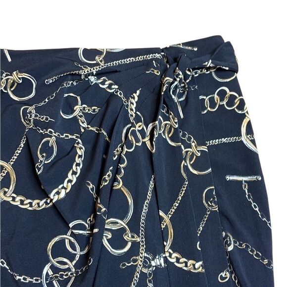 NWT Y2K vintage Cache black chain mini skirt Jersey Small tie front - Picture 5 of 8